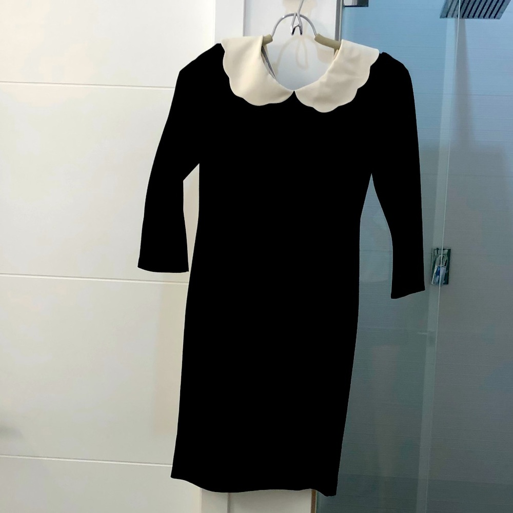 Alice and Olivia cream and black mini dress.
